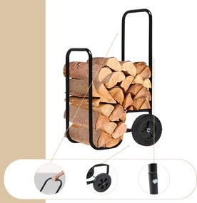 Wózek na drewno opałowe AUREL, 56x45x105cm, czarna Gardebruk