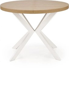 Stół okrągły rozkładany PERONI 100(250)x100 dąb złoty/biały