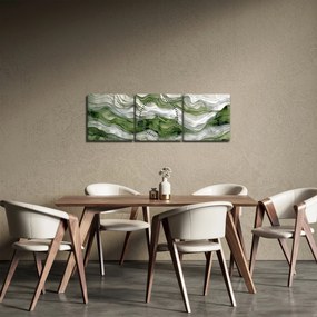 Obraz - Zielone i białe zmarszczki (z zegarem) (90x30 cm)