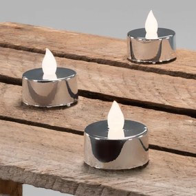 Dekoracyjny zestaw świeczek LED, srebrny, 4 szt