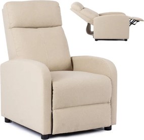 Fotel Rozkładany DANNY Wypoczynkowy z Podnóżkiem Beżowy Nowoczesny