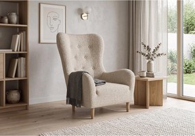 Fotel uszak BENETTO – elegancki fotel wypoczynkowy w tkaninie TWIST 1 beżowy