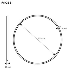 Lustro okrągłe podświetlane w czarnej ramie mat VALO Slim LED Black | Różne rozmiary : Średnica - 50 cm