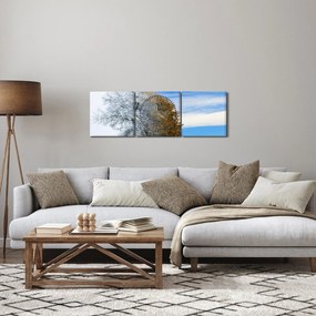 Obraz - Zmiana pór roku (z zegarem) (90x30 cm)