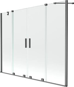 Mexen Velar Duo parawan nawannowy 2-skrzydłowy rozsuwany 190 x 150 cm, transparent, gun gray szczotkowany - 896-190-000-02-66