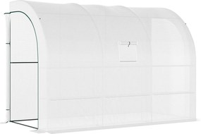 Outsunny Szklarnia ogrodowa z pokrywą foliową, UV-odporna, 3 poziomy, drzwi na zamku błyskawicznym, Biała