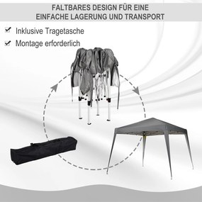 Outsunny Namiot Ogrodowy Pawilon 3x3m Składany z Torbą Stal Ochrona UV Szary | Aosom PL