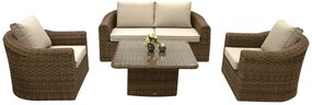 Rattanowy zestaw modułowy BORNEO LUXURY dla 4 osób (brązowy)