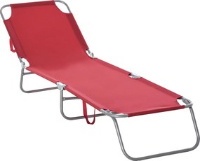 Outsunny Leżak Słoneczny, Składany, Regulowane Oparcie, Rama z Nierdzewnej Stali, 180 x 55 x 24, Bordowy