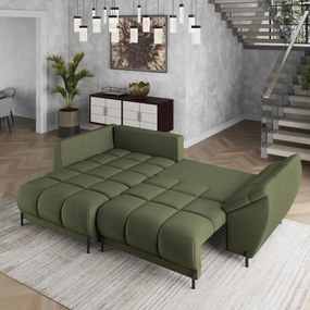 Masseno Narożnik VESTANO  z funkcją spania i pojemnikiem na pościel Narozniki L, Rozkładana sofa - Zielony, MATT VELVET 38