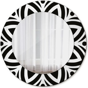 Lustro dekoracyjne okrągłe Czarny geometryczny ornament
