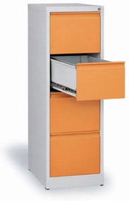 Szafa kartotekowa A4, 4 szuflady, wys. 1320 mm, szara / pomarańczowa