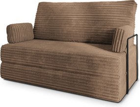 Masseno Sofa piankowa LADIA z funkcją spania, Kanapa z pianki do salonu, Bezmontażowa, Tkanina sztruksowa – Beżowy TILIA 17