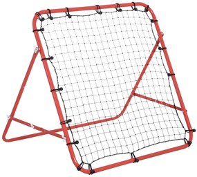 Rebounder Piłkarski HOMCOM z Regulacją Kąta - Wzmocnione Powrótne Ściany do Treningów Piłkarskich, Metal i Tkanina PE, Czerwony