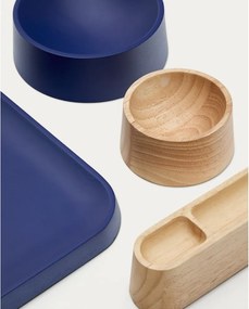 Ciemnoniebiesko-naturalne drewniane miski do serwowania zestaw 4 szt. Bletz – Kave Home