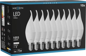 Mexen Nova 10x żarówka LED płomyk E14, C37, 10W, Neutralna - 4000K, 1055 lm - L106-E14-1040-01x10