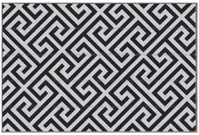 Outsunny Dywan Zewnętrzny Wodoodporny z Plastiku 121x182cm Wzór Czarno-Biały Idealny na Taras i Balkon | Aosom PL