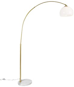 Luk Nowoczesna lampa łukowa mosiądz z białym kloszem - Arc Basic Nowoczesny Oswietlenie wewnetrzne