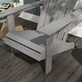 Outsunny krzesło ogrodowe Adirondack z uchwytem na kubek fotel ogrodowy krzesło balkonowe szary tworzywo sztuczne 75 x 87 x 90 cm | Aosom PL