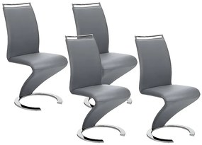 Komplet 4 krzeseł TWIZY - Szara ekoskóra