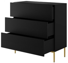 Komoda z szufladami Nicole 100 cm - czarny mat / złote nóżki