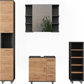 Zestaw mebli łazienkowych antracyt/złoty dąb 60.2x33x60.8 ilias