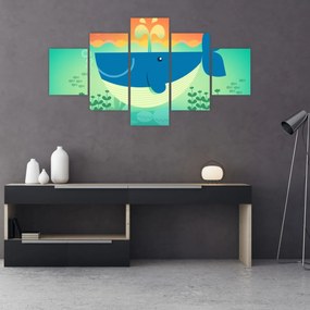 Obraz - Wesoły wieloryb w morzu (125x70 cm)