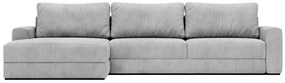 Sofa narożna, rozkładana NEVI szary sztruks 345/185/76