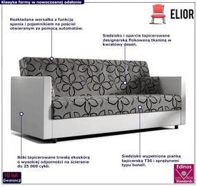Biało-popielata wersalka w kwiaty - Elivos