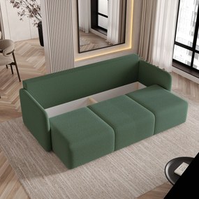 Masseno Sofa SUVI III z funkcją spania i pojemnikiem na pościel, Rozkładana sofa - Zielony, QUELLE 37