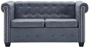 Dwuosobowa sofa Charlotte 2Q w stylu Chesterfield - szara