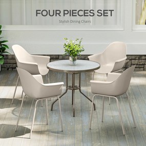 Outsunny Zestaw 4 krzeseł ogrodowych Składane Szare z oparciem Podłokietniki do 120 kg | Aosom PL