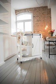 Wózek kuchenny na kółkach LANDHAUS z drewna sosnowego i MDF, WENKO