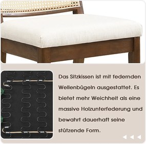 Zestaw 6 krzeseł do jadalni z litego drewna z oparciami z rattanu - 48 x 61 x 78,5 cm - Styl nowoczesny - len - brązowy