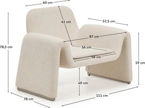 Beżowy fotel z tkaniny szenilowej Melvia – Kave Home