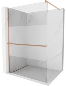Mexen Kioto+ ścianka prysznicowa z półką Walk-in 100 x 200 cm, transparent/szron, miedź szczotkowana - 800-100-121-65-35