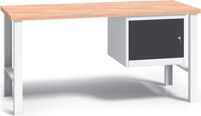 Profesjonalny stół warsztatowy G3 z drewnianym blatem roboczym, 1500 mm, 1x szafka, grafitowy