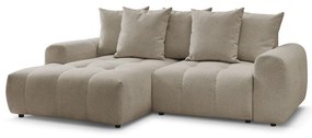 Beżowy rozkładany/ze schowkiem narożnik z tkaniny szenilowej (lewostronny/z szezlongiem) Roxelane – Bobochic Paris