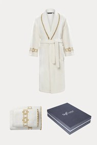 Unisex szlafrok MONDRIAN + ręczniki + pudełko S Śmietankowy