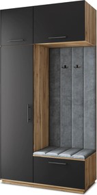 Masseno Garderoba REMA 120/240/60 cm Nowoczesna Szafa do Przedpokoju Dąb wotan, MONOLITH 85 (Szary)