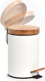 Kosz łazienkowy z metalu i bambusa, Ø 16,8 cm