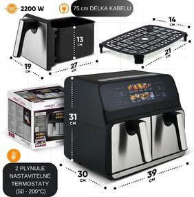 ProfiCook FR 1287 H podwójna frytkownicakonwekcyjna, 8 l