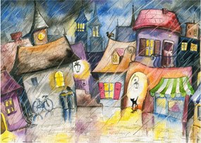 Obraz - Deszczowy wieczór (70x50 cm)