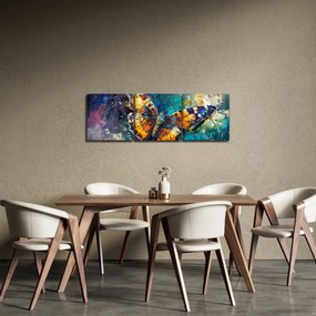 Obraz - Motyl, obraz olejny (z zegarem) (90x30 cm)