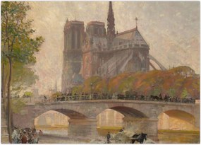 Obraz na szkle - Robert William Vonnoh, Notre Dame de Paris, reprodukcje (70x50 cm)