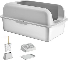 Kuweta dla Kota, SucceBuy XL, Kuweta dla Kota, Głęboka na 15.24 CM, Bezwonna, ze Stali Nierdzewnej z Podnóżkiem