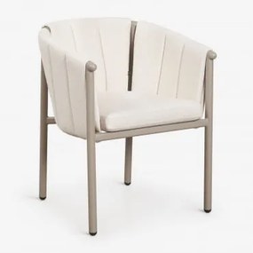 Zestaw 4 Krzeseł Ogrodowych Z Podłokietnikami Z Bouclé I Aluminium Boleni Moka Brown - Sklum