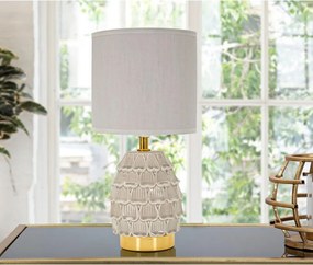 Beżowa lampa stołowa ceramiczna z tekstylnym kloszem (wysokość 30,5 cm) Pigny – Mauro Ferretti