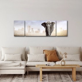 Obraz - Słonie w wielkim mieście (170x50 cm)