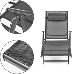 Składany leżak ogrodowy z regulacją oparcia Acapulco 020, szary